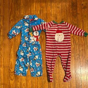 2 Set of Festive Frosty the Snowman and Santa Kids Footies Set - 18M
